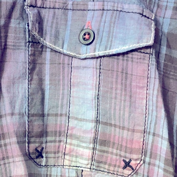 ROAR ombré plaid button up shirt Cross Virtue XS - Picture 4 of 7
